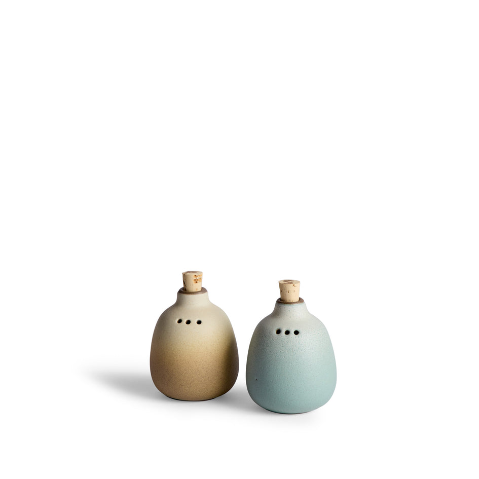 Salt and Pepper Shaker in Hickory Oat and Penny Green Image 1