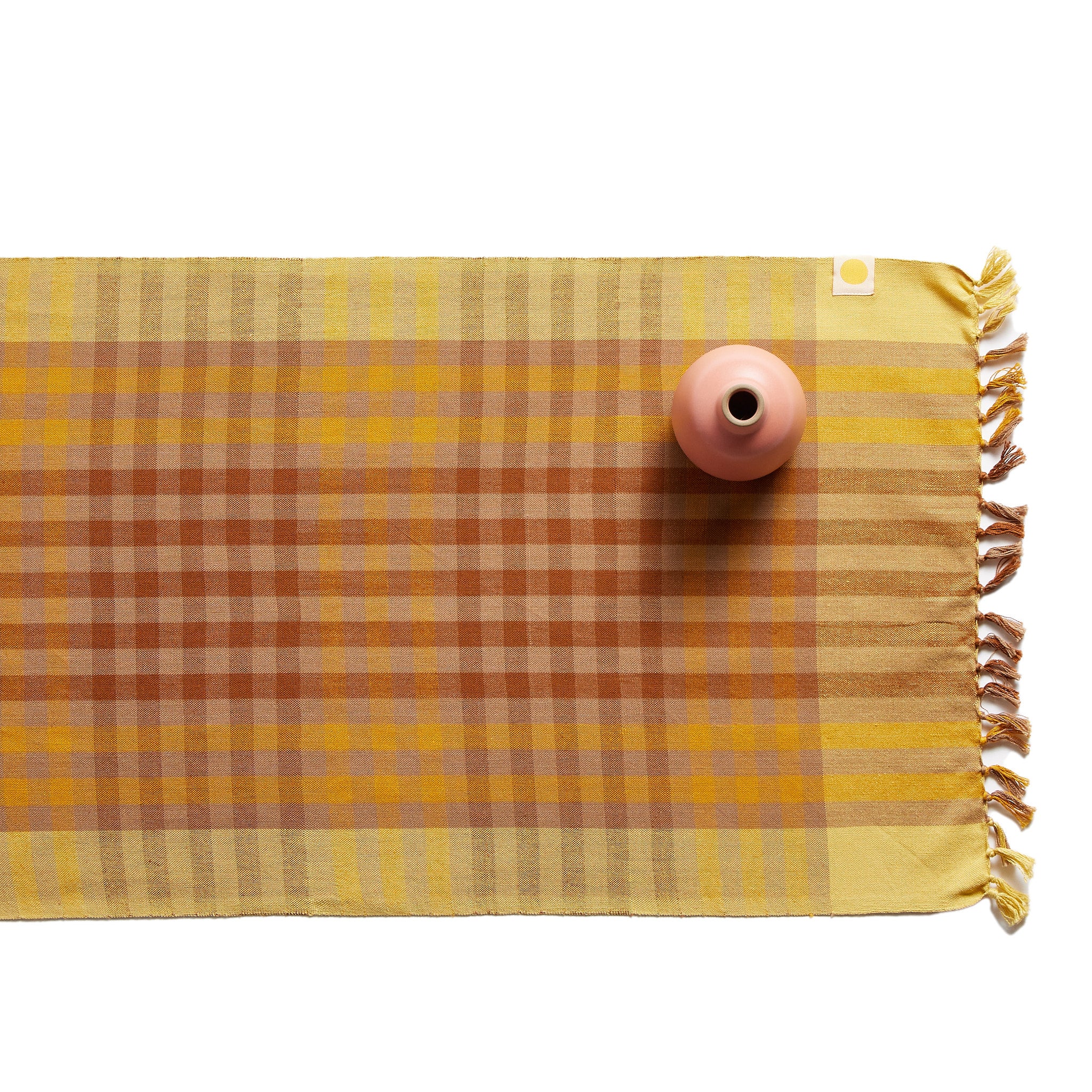 Covington Plaid Table Runner in Brown Butter Zoom Image 1