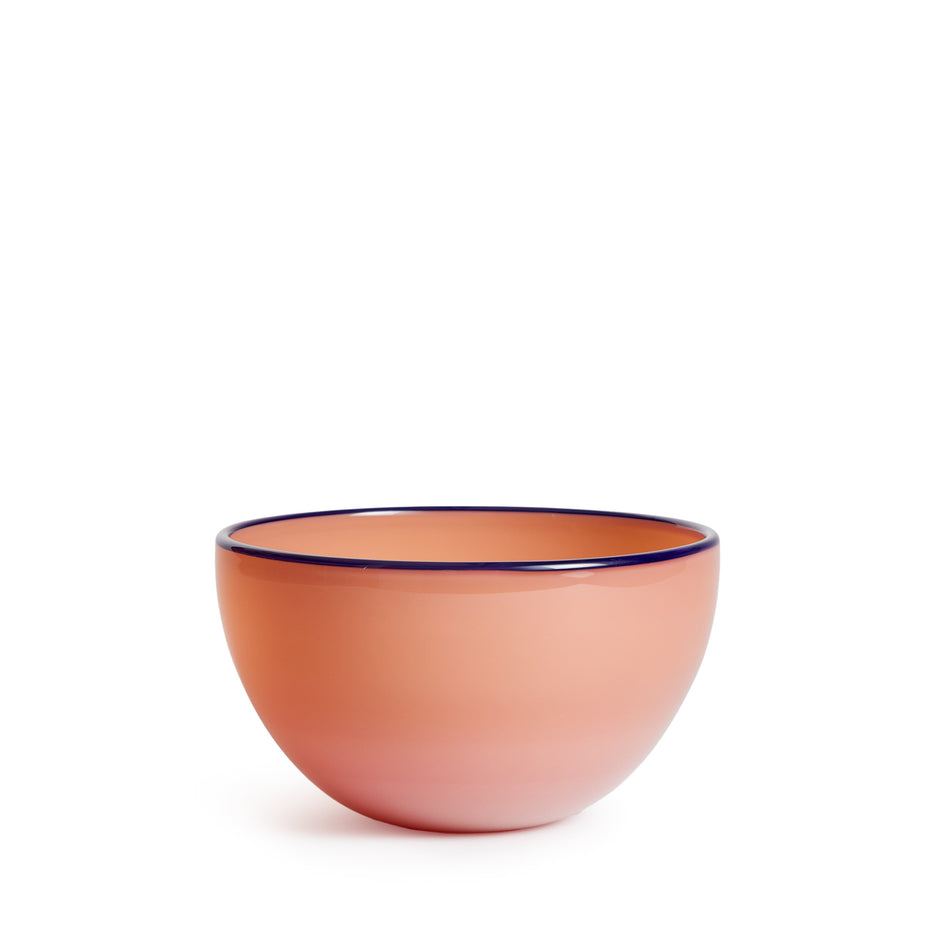 Glass Bowl in Grapefruit & Deep Sea Blue Lip Image 1