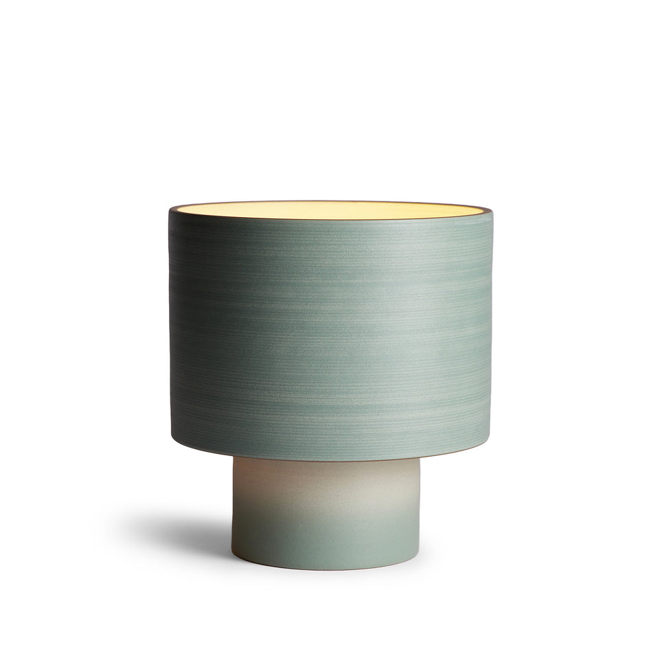 Stack Wide Table Lamp in Oat and Penny Green Image 2