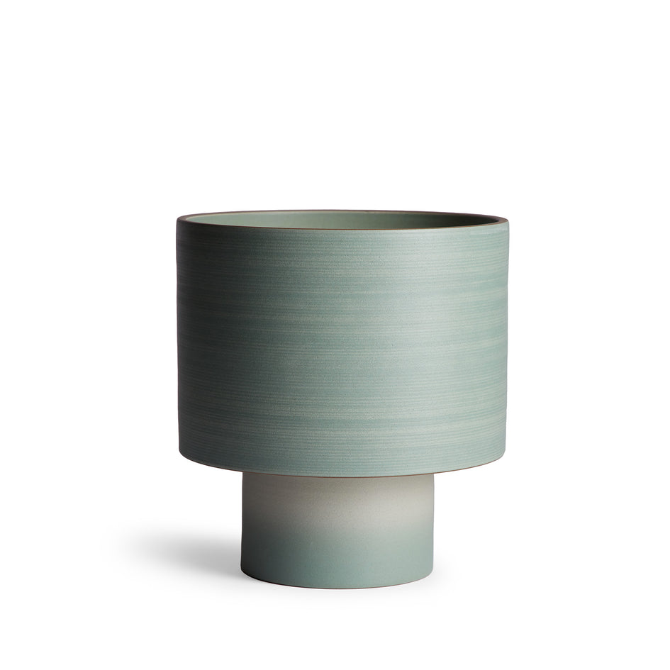 Stack Wide Table Lamp in Oat and Penny Green Image 1