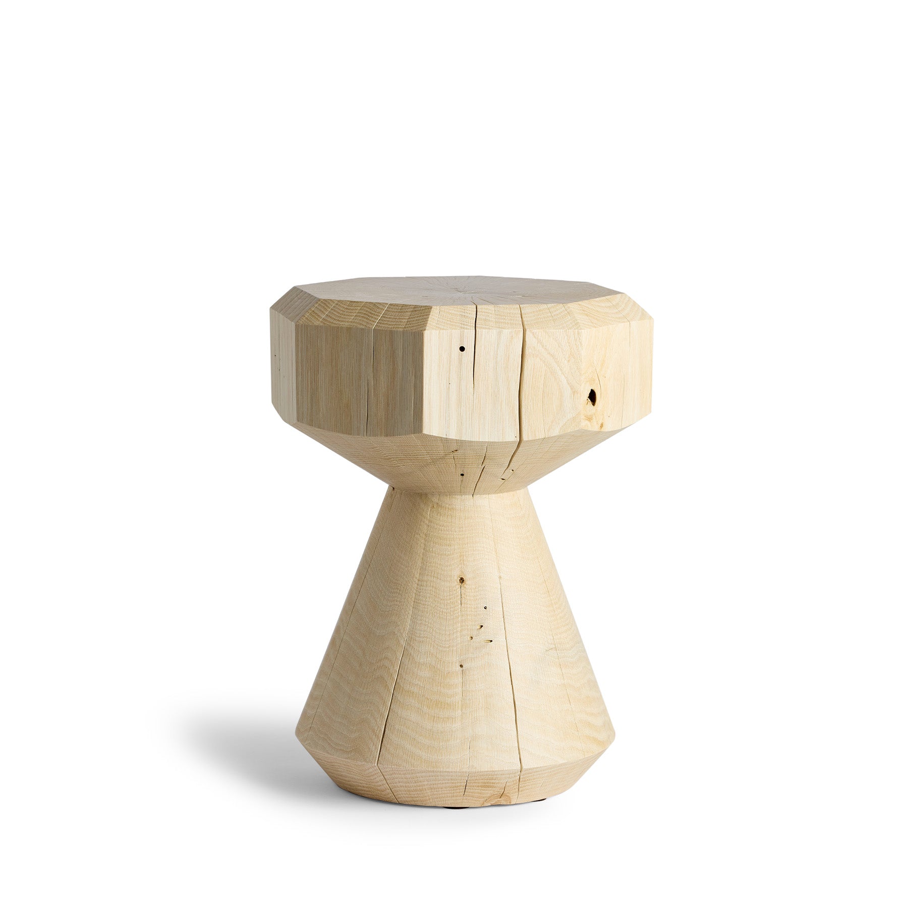 Six-Sided Facet Pedestal Stump in Bleached Oak Zoom Image 1