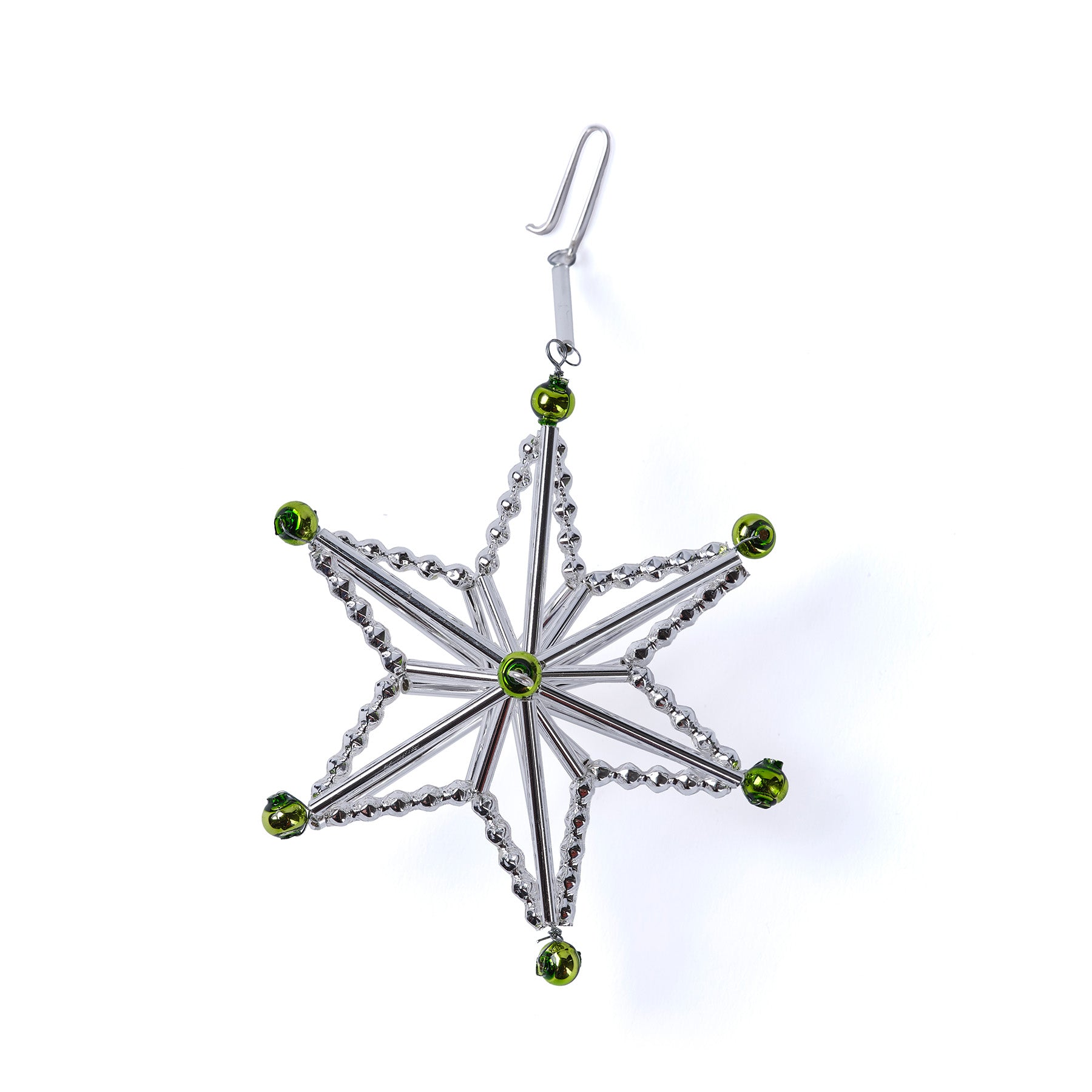 Star Ornament in Silver/Green Zoom Image 1