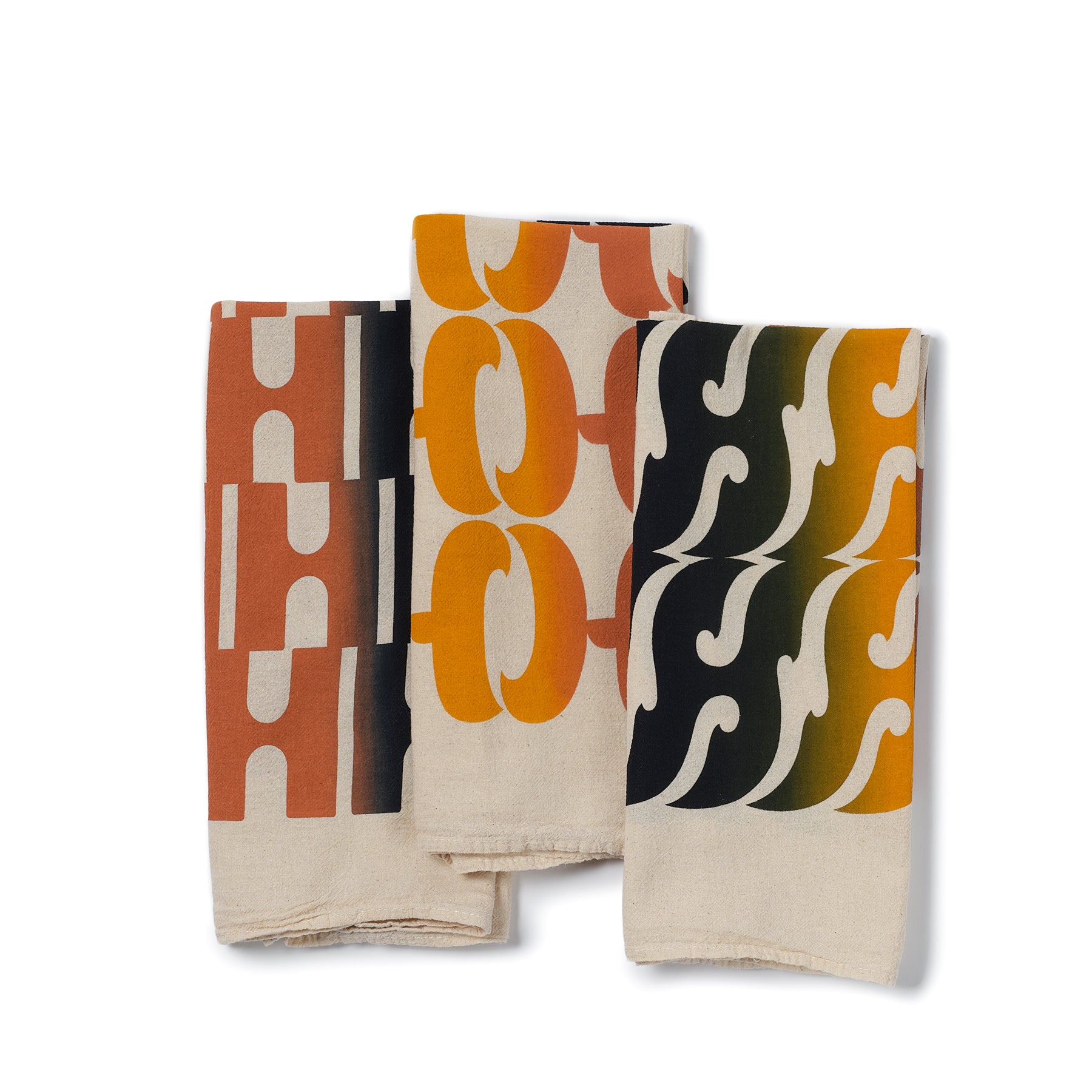 H-Pattern Tea Towels in Split Fountain (Set of 3) Zoom Image 1