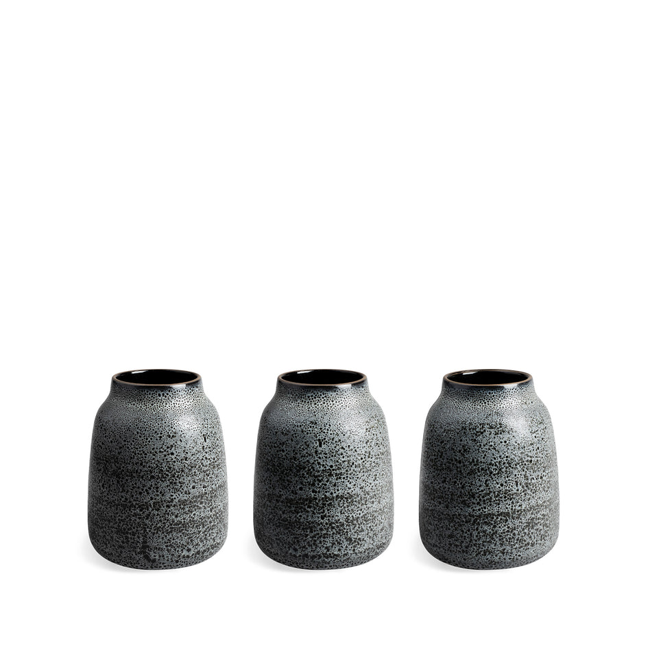 Wide Vase in Fog and Gloss Black Image 2