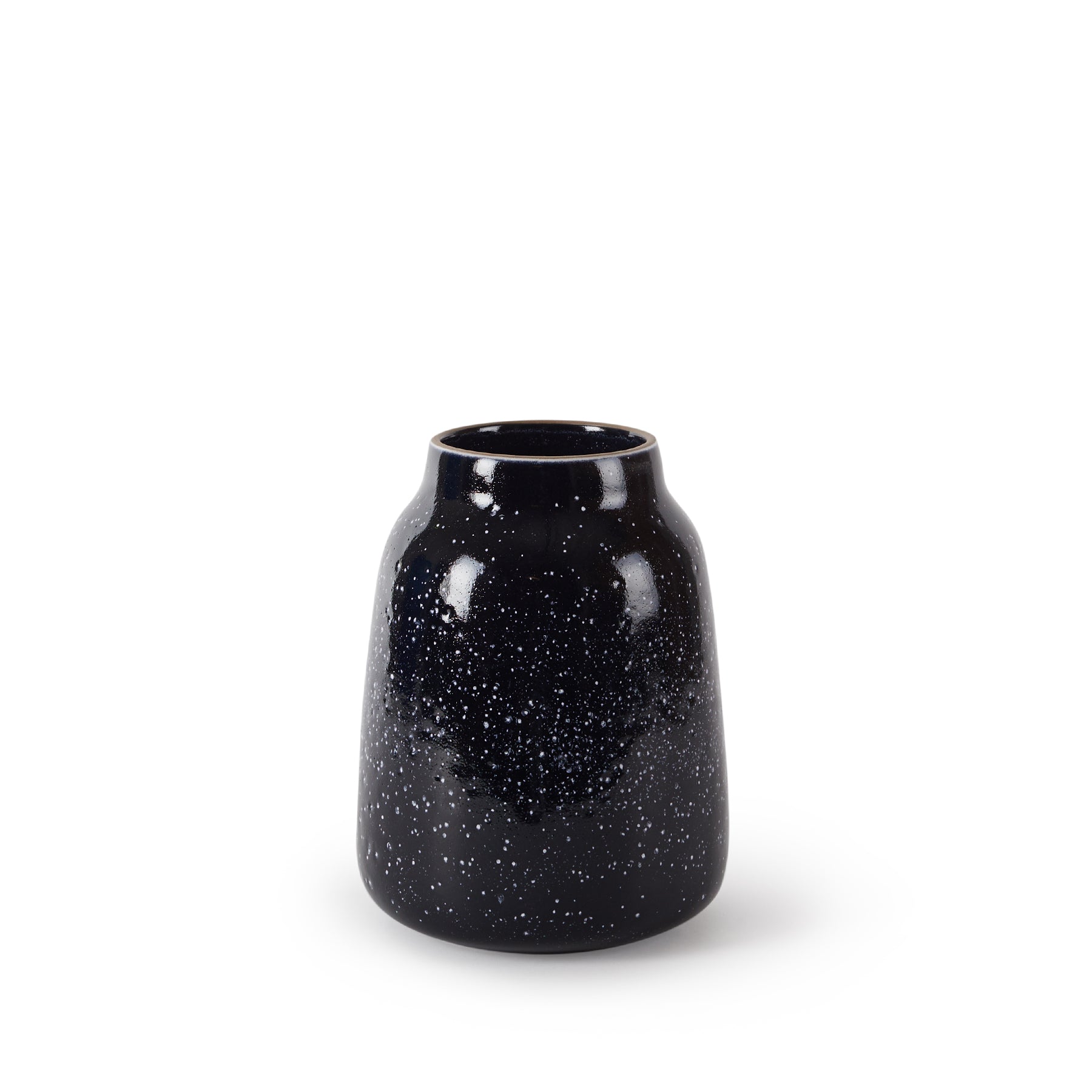 Wide Vase in Midnight and Opaque White Zoom Image 1