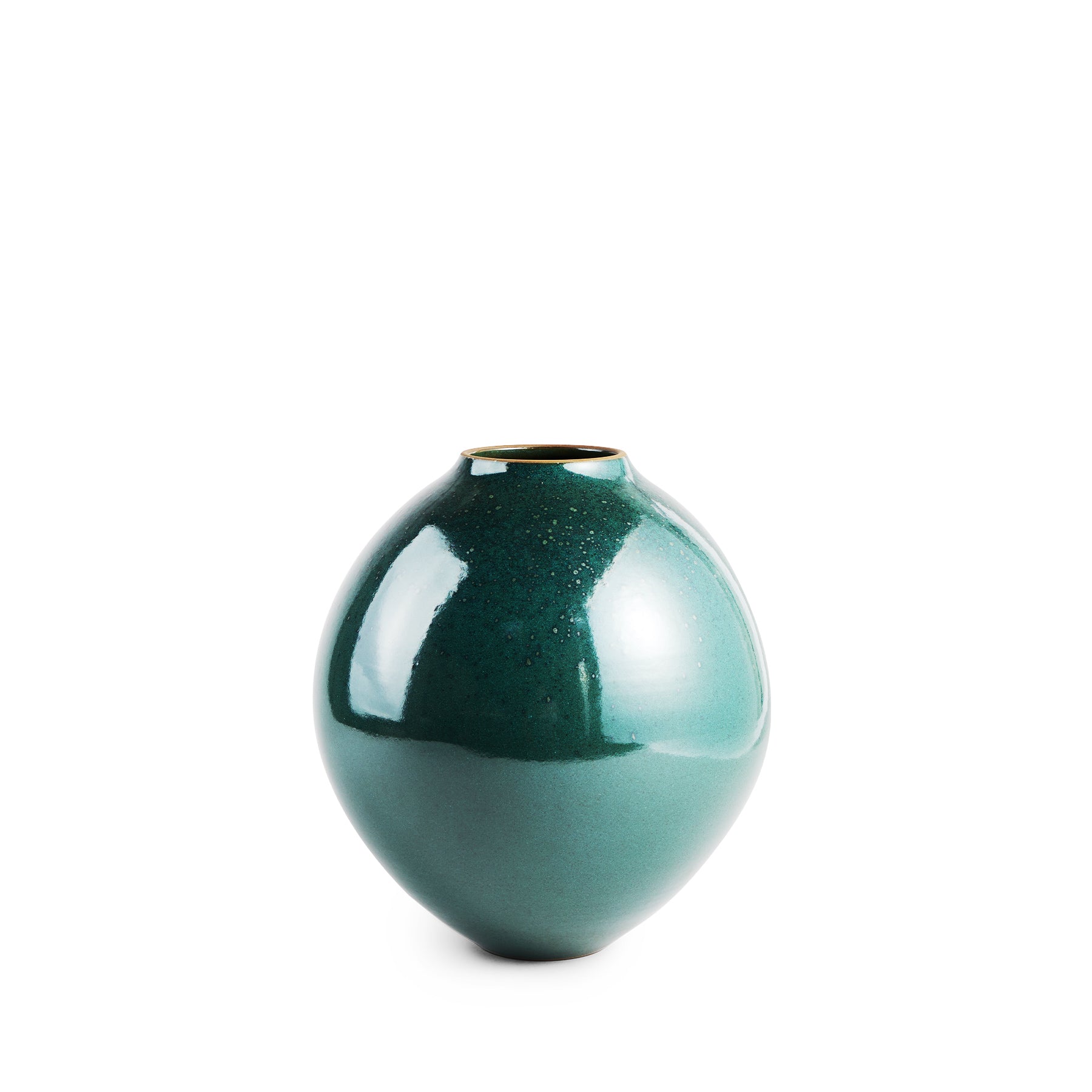 Hand Thrown Large Round Vase in Soapstone and Emerald Zoom Image 1