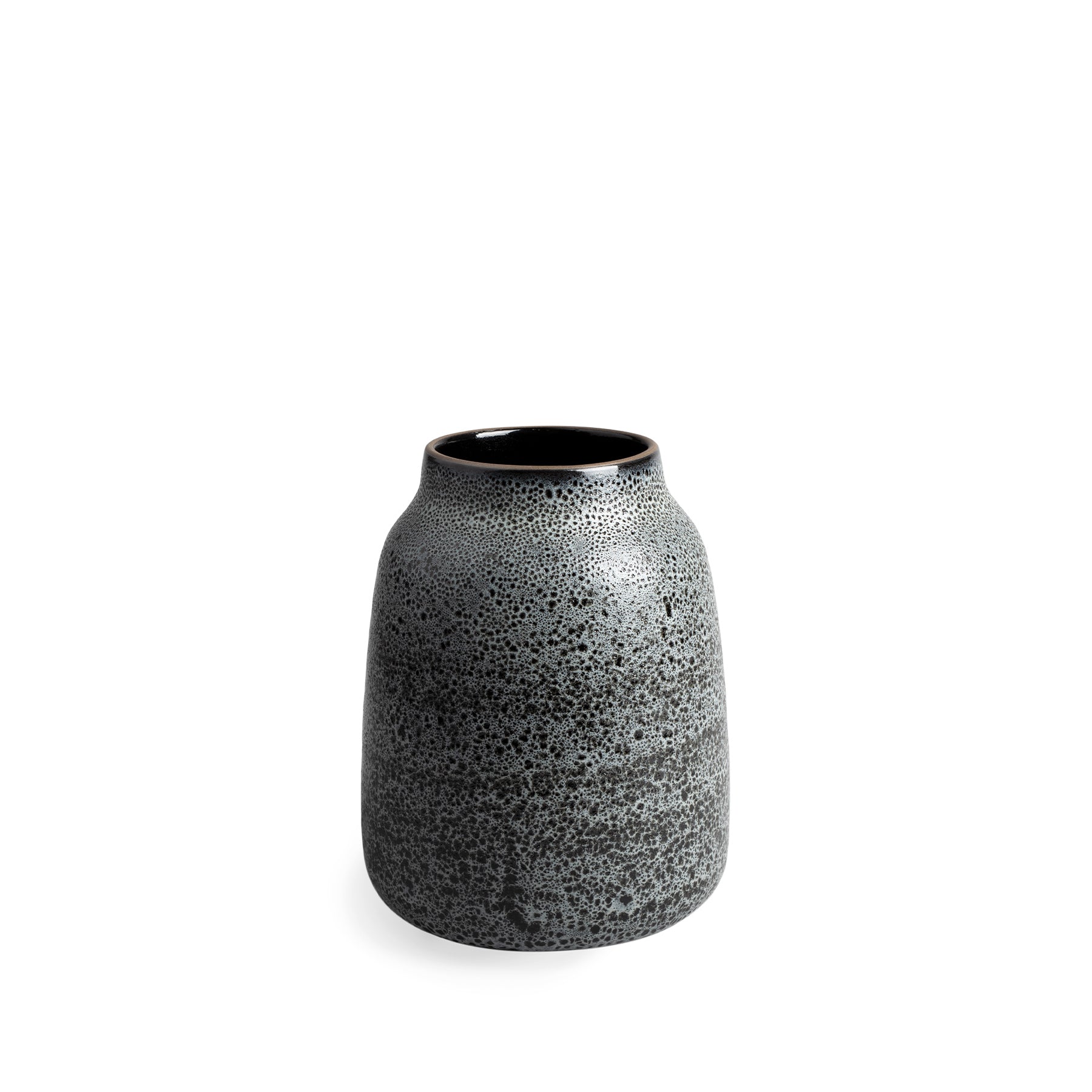 Wide Vase in Fog and Gloss Black Zoom Image 1