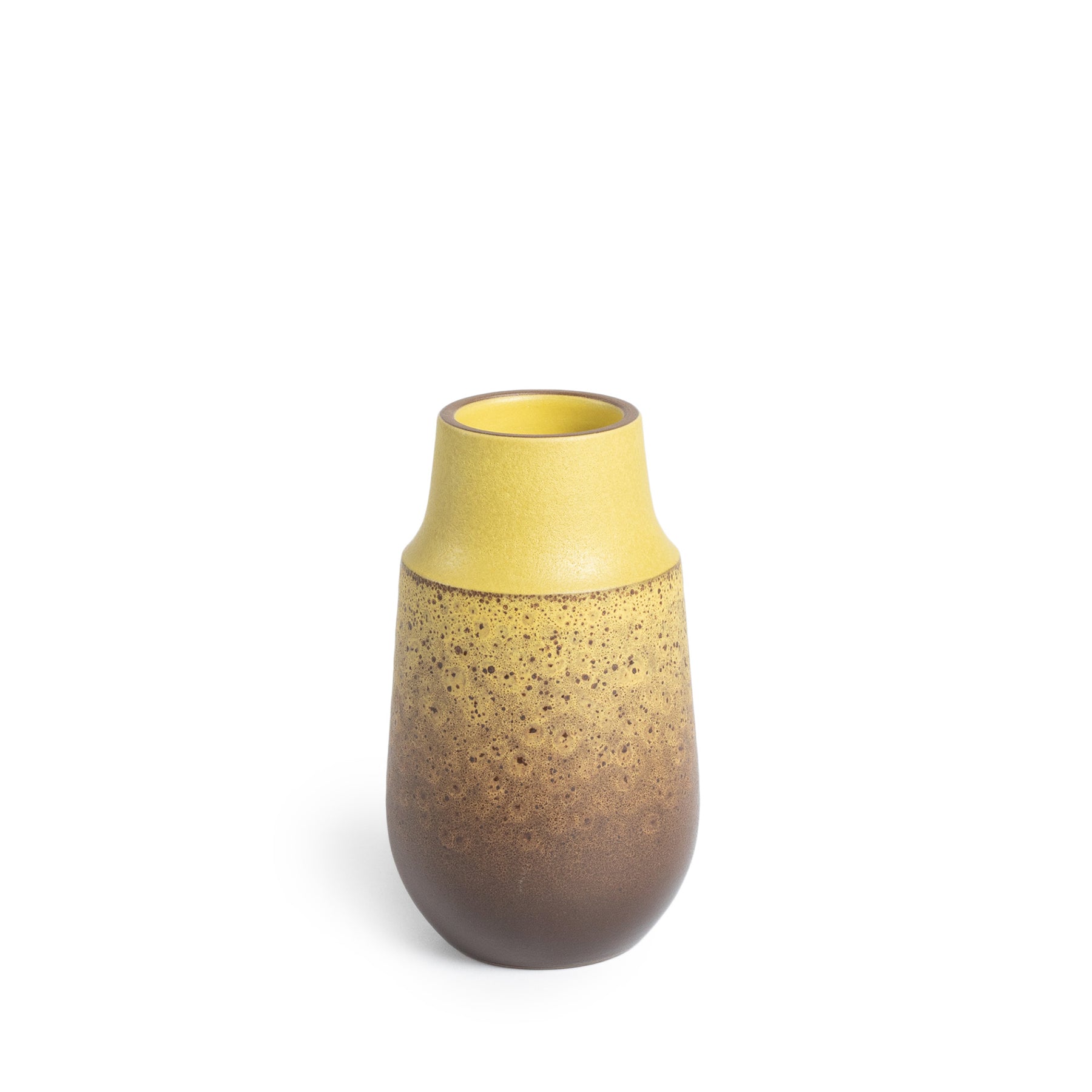 Neck Vase in Ochre and Matte Brown Zoom Image 1