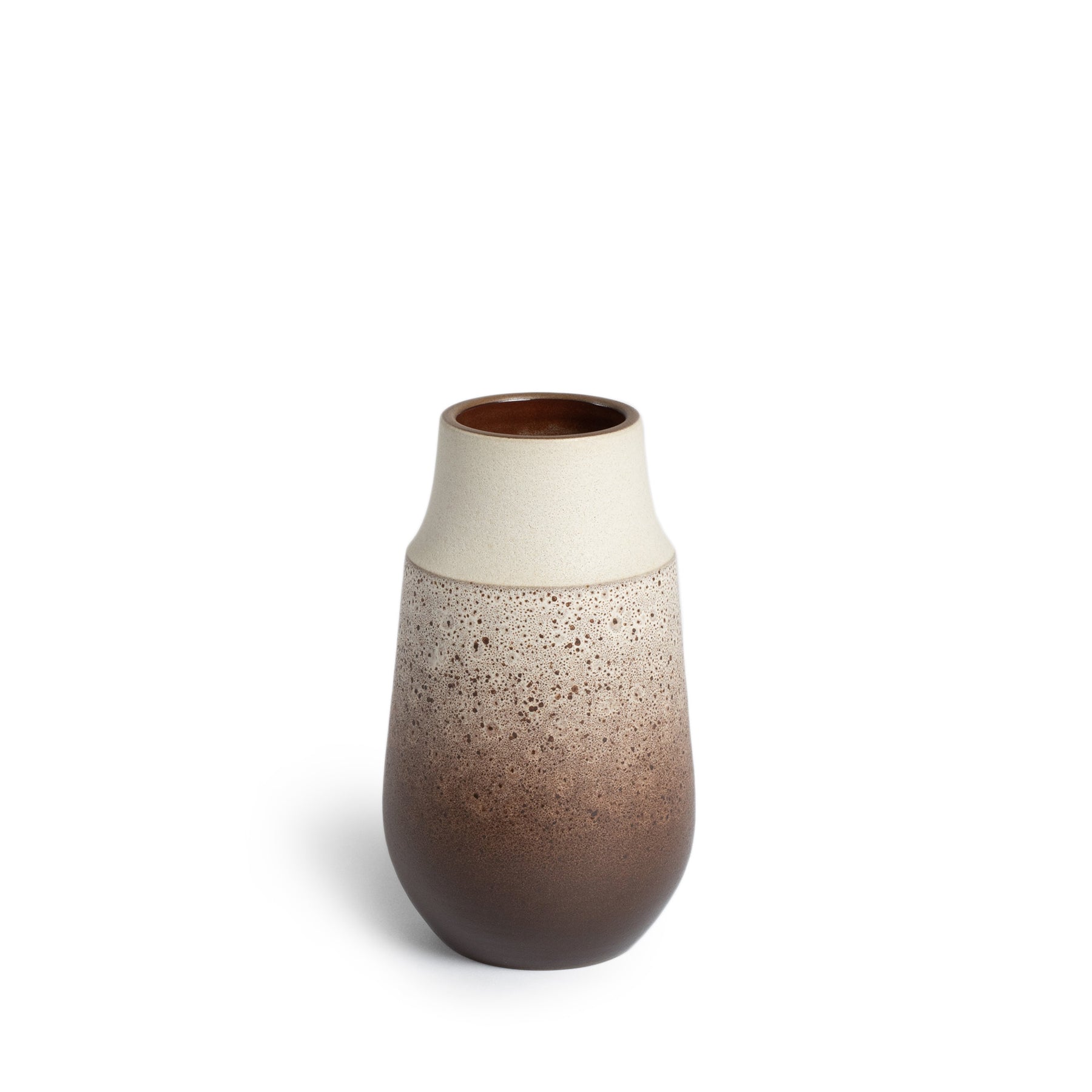 Neck Vase in Vanilla Bean and Matte Brown Fade Zoom Image 1