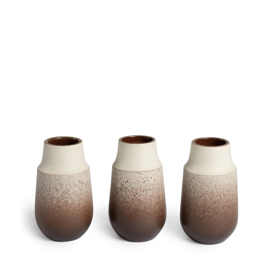 Neck Vase in Vanilla Bean and Matte Brown Fade Image 2