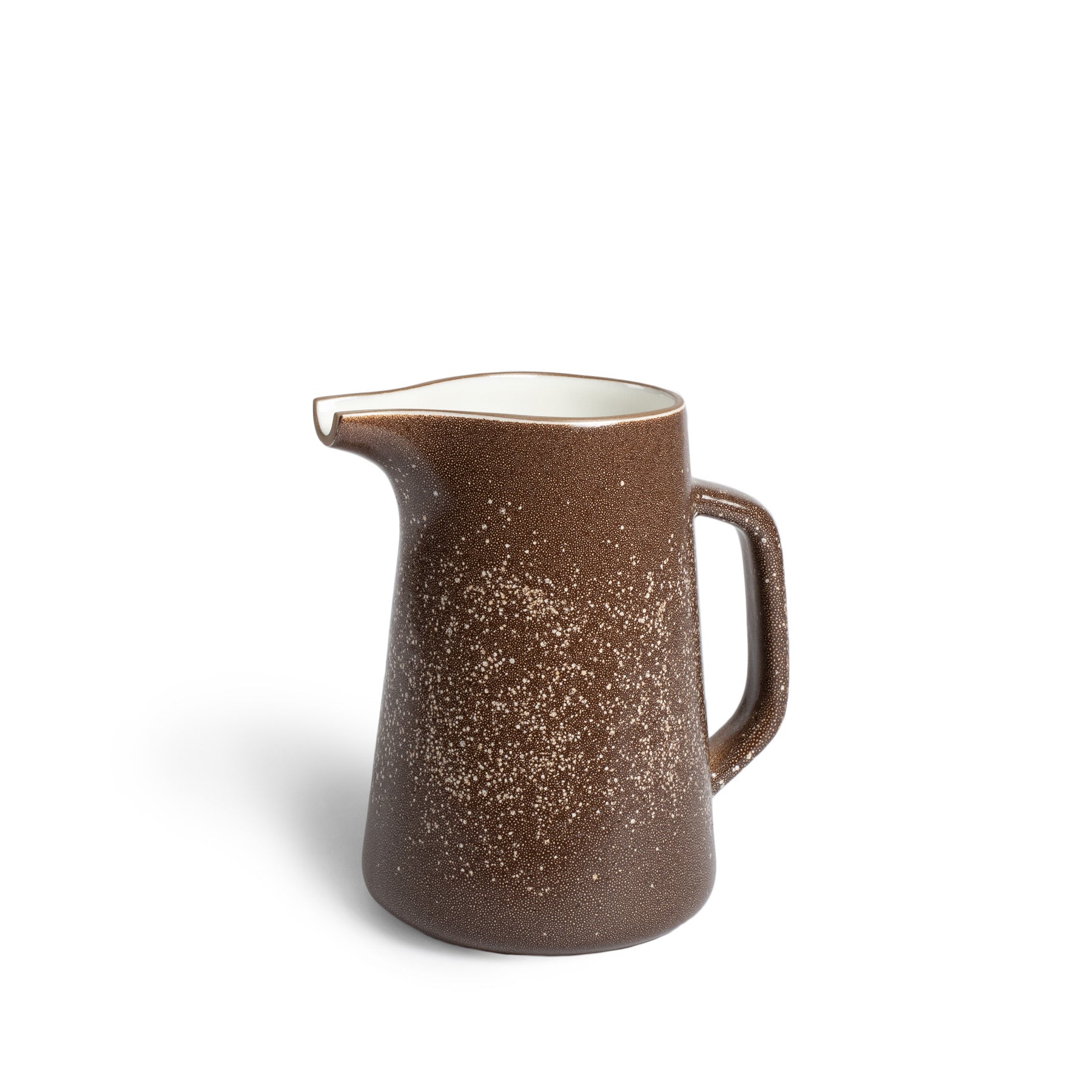 Large Pitcher in Matte Brown and Opaque White Zoom Image 1