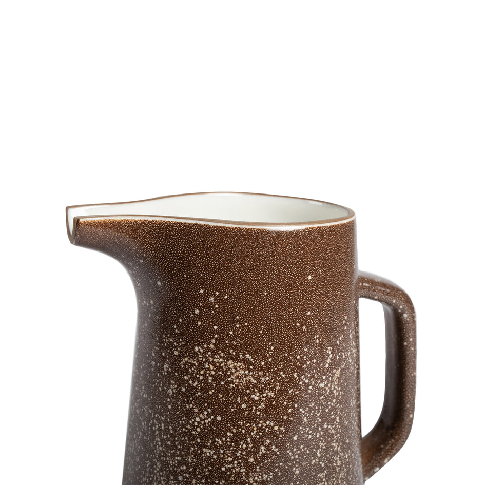 Large Pitcher in Matte Brown and Opaque White Image 3