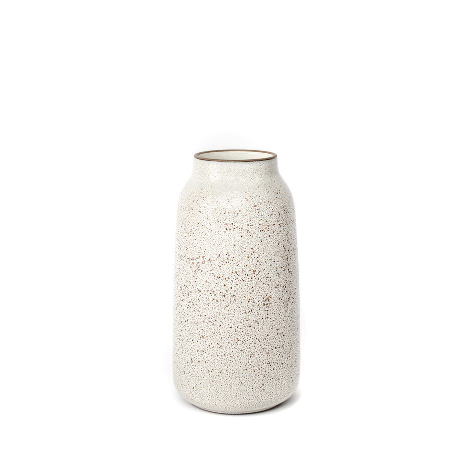 Tall Vase in Opaque White and Matte Brown Image 1