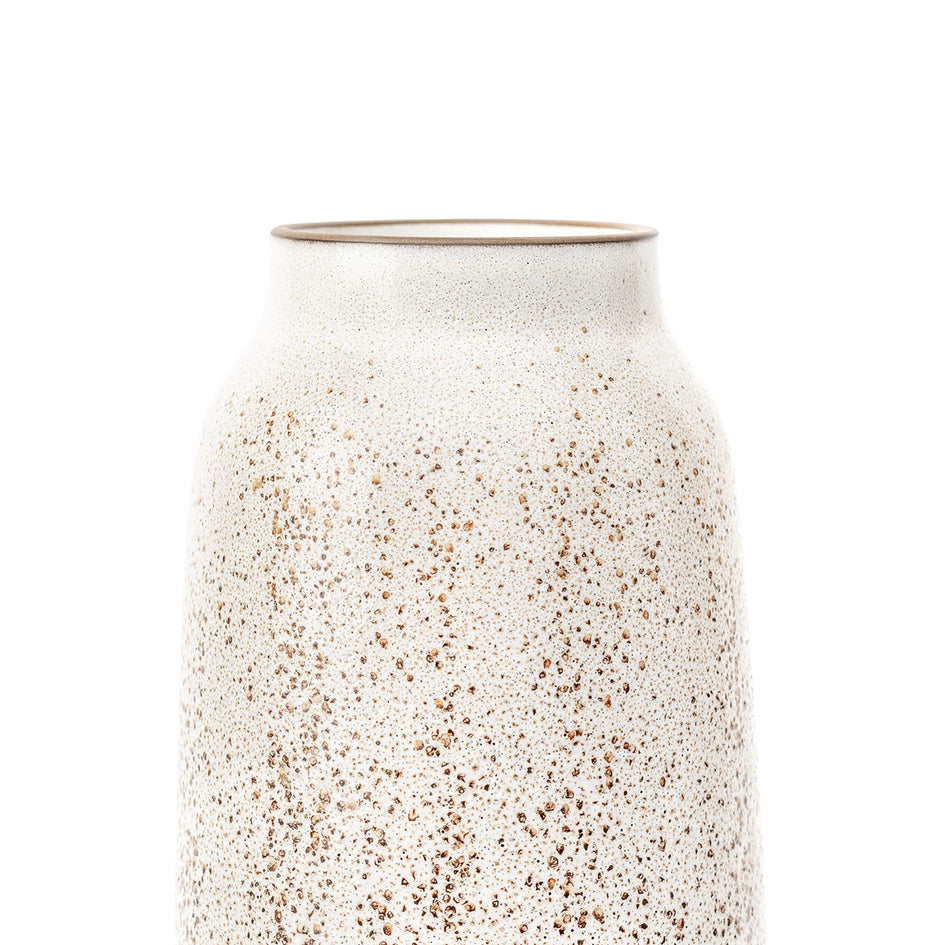 Tall Vase in Opaque White and Matte Brown Image 3