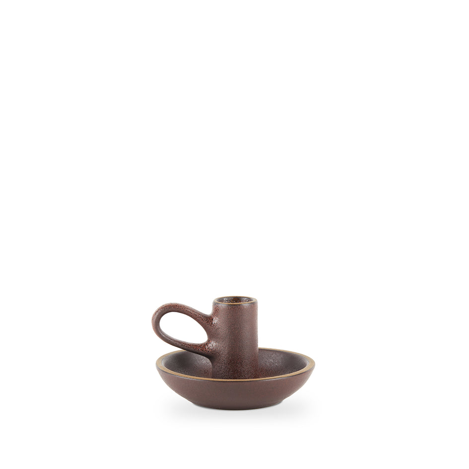 Chamberstick Candleholder in Redwood and Matte Brown Image 2