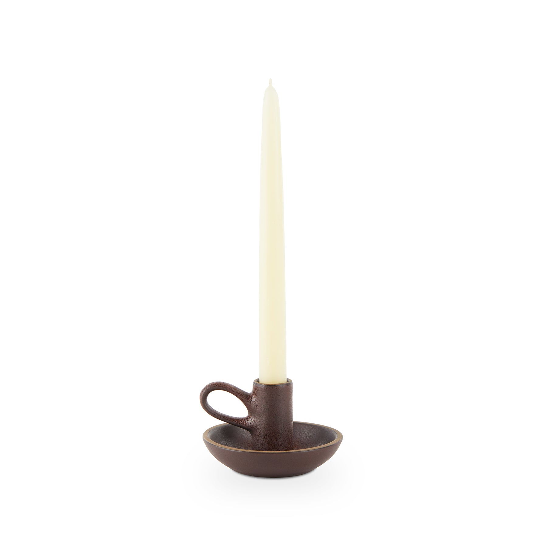 Chamberstick Candleholder in Redwood and Matte Brown Zoom Image 1