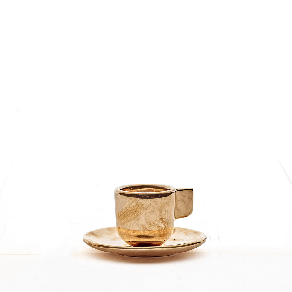 Aged Bronze Coffee Holder  Stylish Hands-Free Coffee Accessory